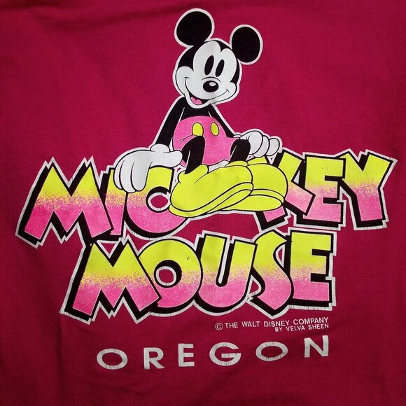 Vintage 80s Mickey Mouse Oregon Neon T-Shirt - Picture 1 of 5